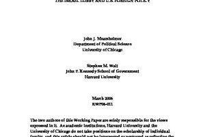 Israel Lobby And US Foreign Policy