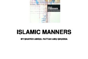 Islamic Manners